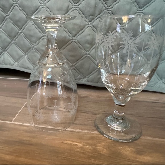 Libbey - Rare - Etched Palm Tree - 16 Oz. Water/Ice Tea Goblets - Set of 2 - Picture 7 of 7
